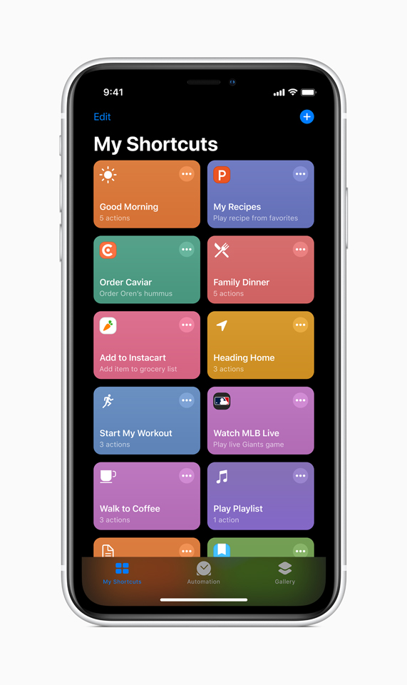 iPhone’da g?sterilen iOS 13’teki Kestirmelerim ekran?.