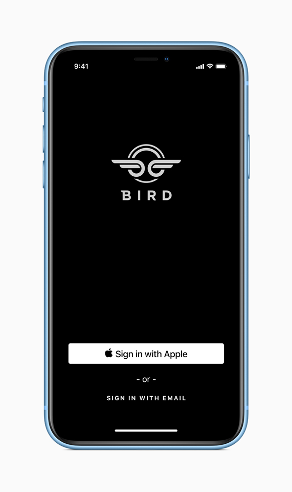 iPhone’da Bird uygulamas? i?in iOS 13 oturum a?ma ekran?. 