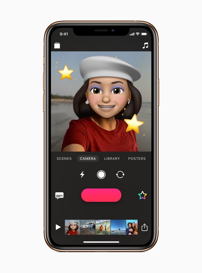 iPhone 11 Pro’daki Clips uygulamas?nda Memoji.