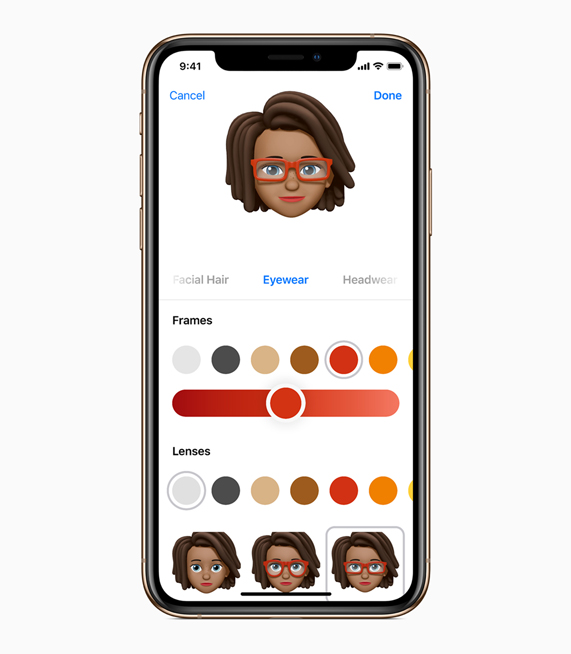 iOS 12’de sunulan yeni Memoji ?zelli?i i?in ?zelle?tirme ekran?.