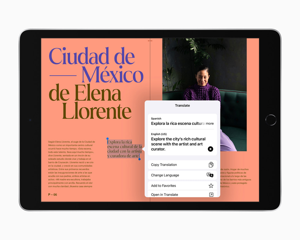 Yeni iPad’de yeni ?eviri deneyimi g?rüntüleniyor.