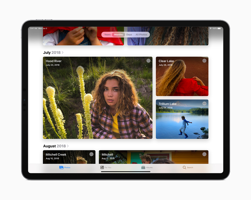 iPadOS’taki düzenlenmi? Foto?raf galerisi g?rünümü.