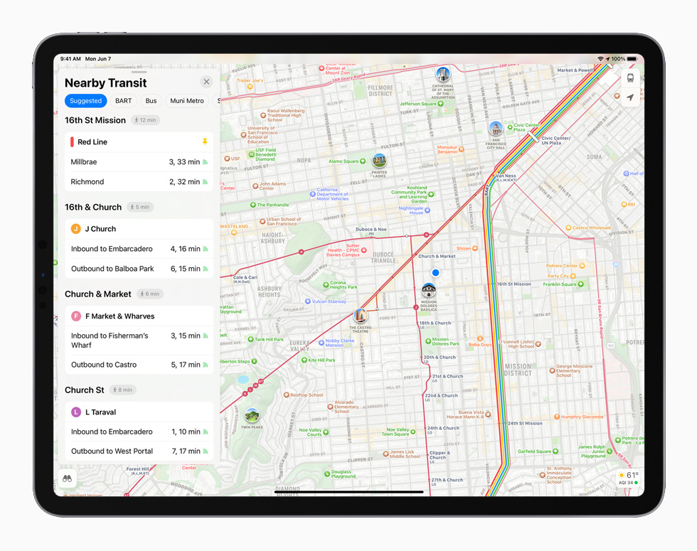 iPad Pro’da iPadOS 15’teki yeni Harita tasar?m? g?steriliyor.