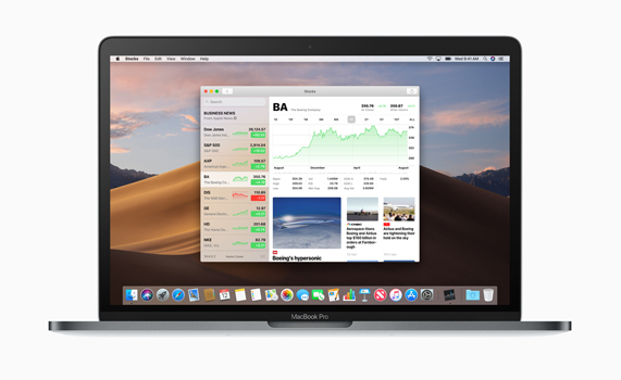 MacBook Pro masaüstünde Borsa uygulamas?.