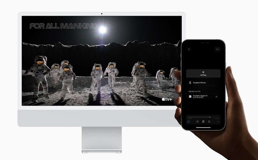 AirPlay to Mac ?zelli?i iMac ve iPhone 12 Pro’da g?steriliyor.
