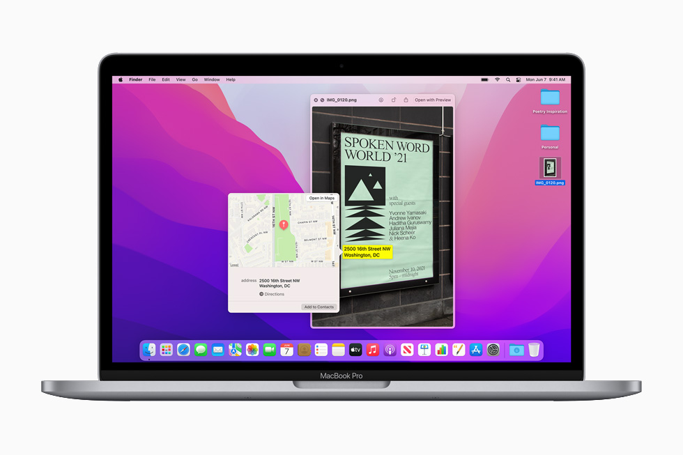 macOS Monterey’deki Live Text ve Visual Lookup ?zellikleri 13 in? MacBook Pro’da g?steriliyor.