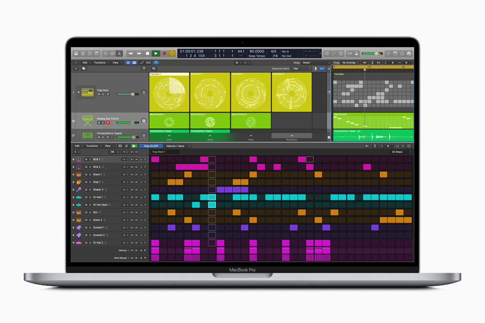 ???? Step Sequencer ?? ????? Logic Pro X? ????? ??? ???? MacBook Pro. 
