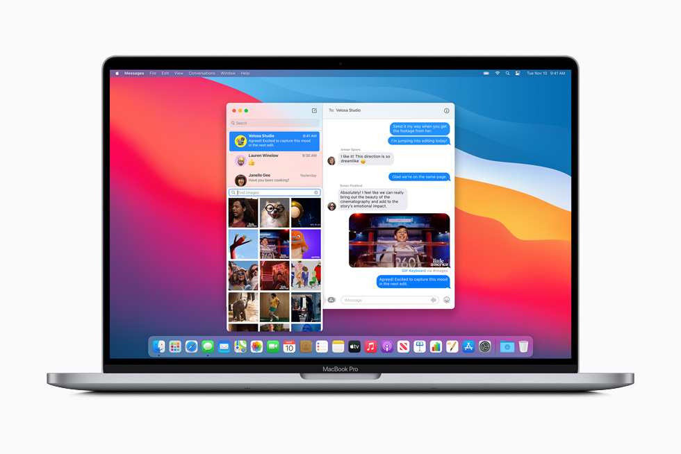 MacBook Pro’daki Mesajlar’da bir grupla payla??lm?? bir foto?raf g?rüntüleniyor.