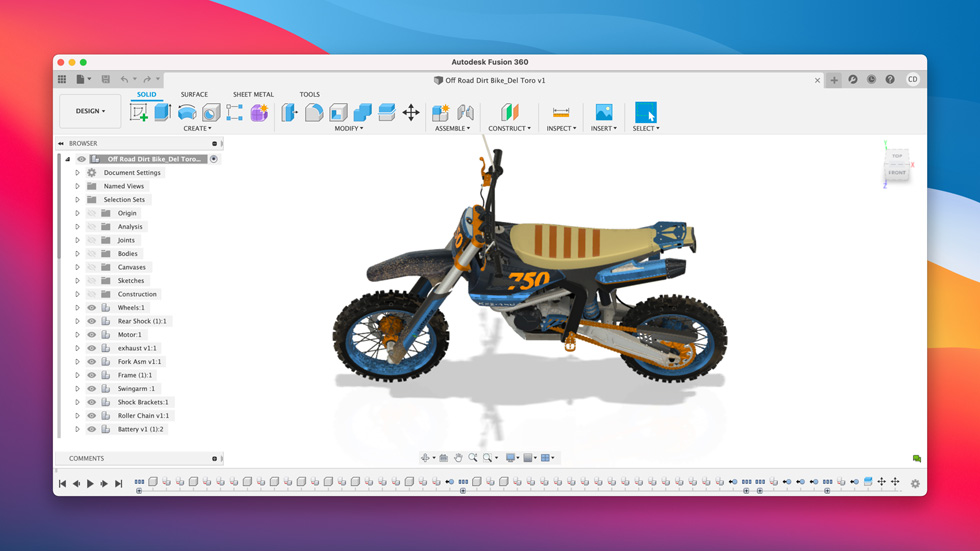 Mac’te tasar?m yaz?l?m? Fusion 360 g?rüntüleniyor.