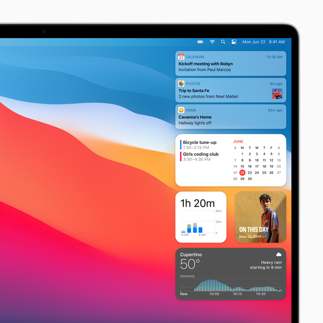 MacBook Pro’da macOS Big Sur sürümündeki Bildirim Merkezi g?steriliyor.