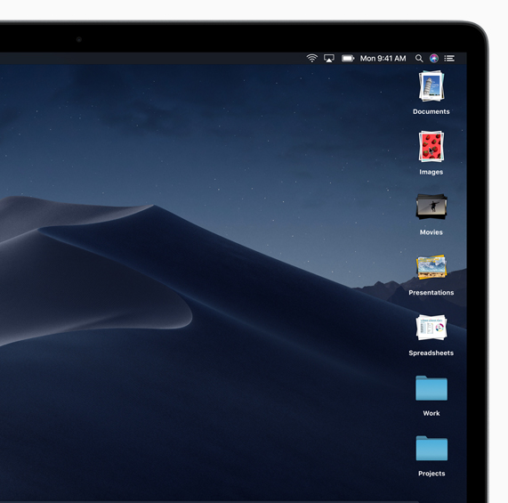 MacBook ekran?ndaki Apple masaüstünde simge düzeni g?rülüyor