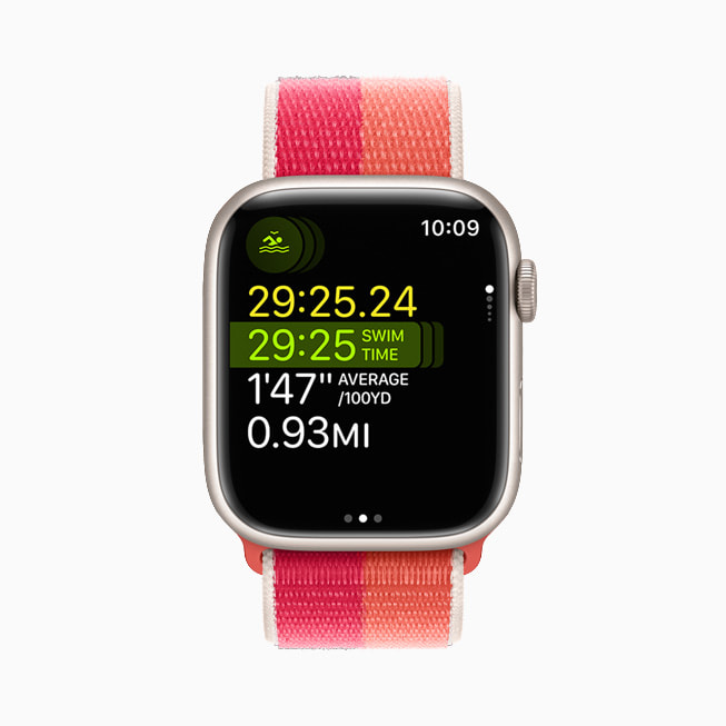 Apple Watch Series 7 yeni antrenman türü ?oklu Spor’da bir yüzme antrenman? g?steriyor.