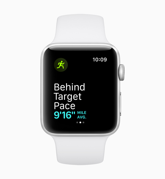 Behind target mile pace ?zelli?ini g?steren beyaz Apple Watch