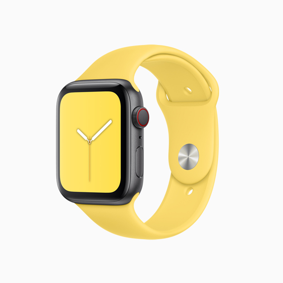 Güne? sar?s? renginde Apple Watch spor kordonu.