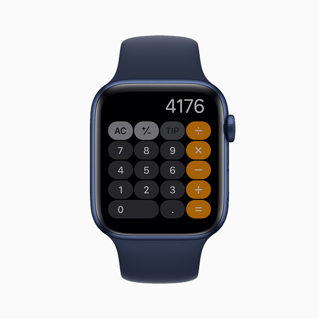 Apple Watch Series 6’da Hesap Makinesi uygulamas?n?n Hep A??k ekran? g?steriliyor.