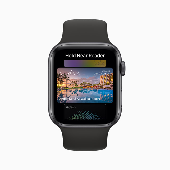 Apple Watch Series 6 ekran?nda Hawaii’deki bir otel odas?n?n dijital anahtar? g?steriliyor.