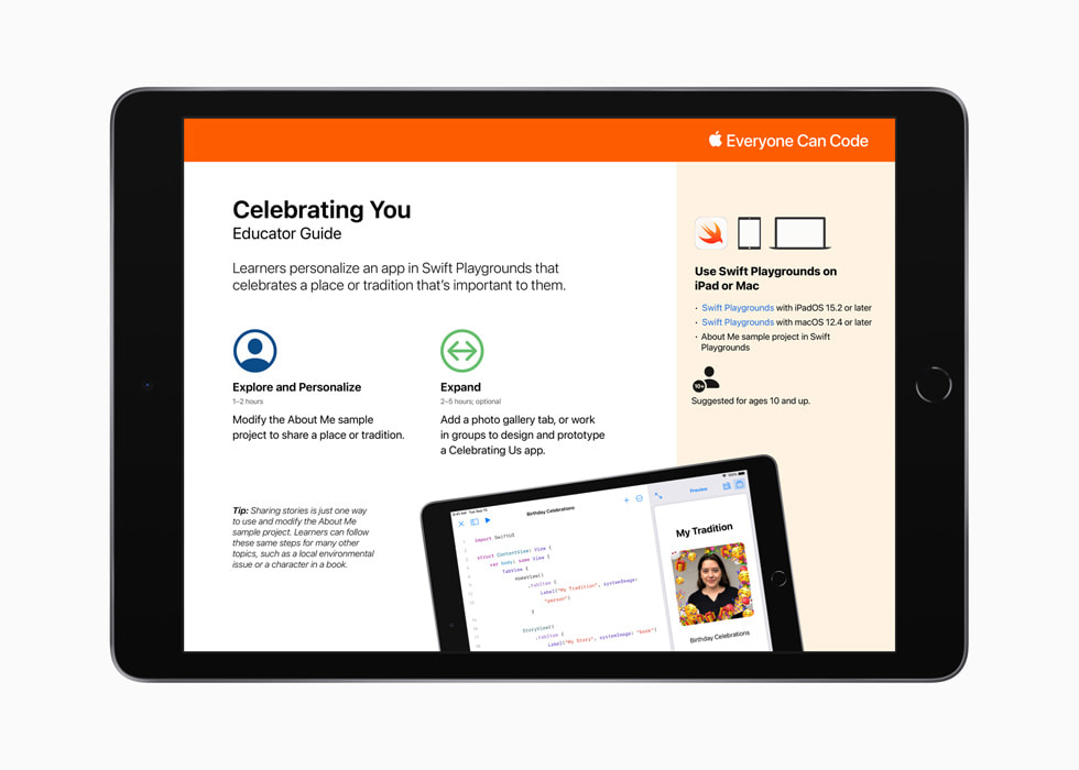 iPad’de Swift Playgrounds Celebrating You E?itmen K?lavuzu.