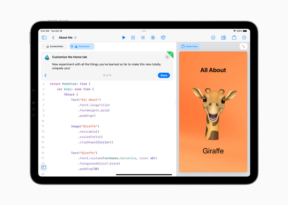 iPad’de SwiftUI About Me uygulamas?.