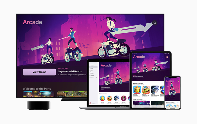 Apple TV, MacBook Air, iPad ve iPhone’da Apple Arcade. 