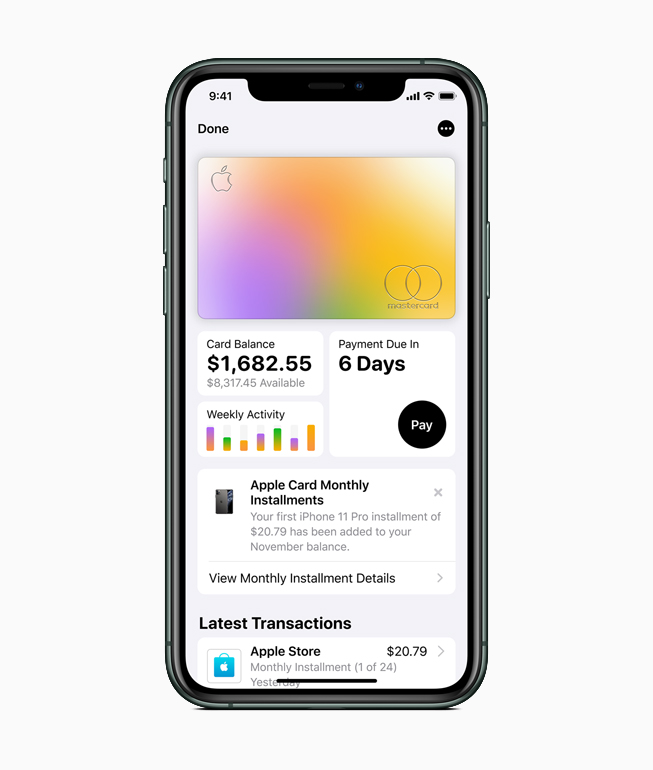 iPhone ekran?nda bir Apple Card i?lemi g?steriliyor.