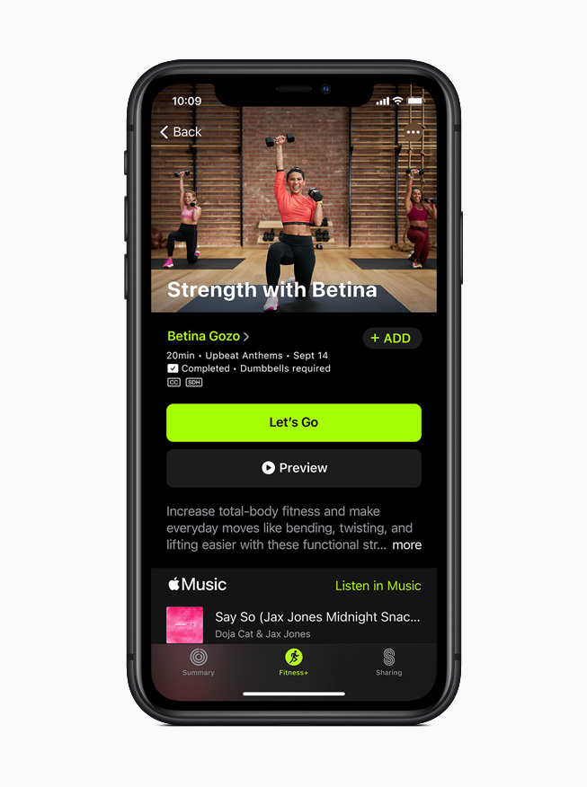 Krafttraining in Apple Fitness+ auf einem iPhone 11 Pro.