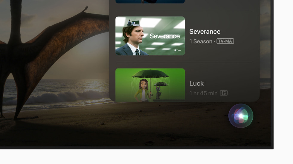 Apple TV 4K’n?n ekran?nda yak?n ?ekim menü g?steriliyor.