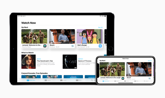 iPad ve iPhone X’da Watch Now uygulamas?n?n resmi