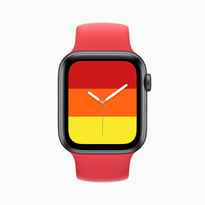 Apple Watch SE ekran?nda Stripes kadran?.