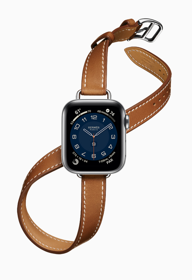 El Apple Watch Hermès con la nueva correa Attelage Double Tour más delgada.