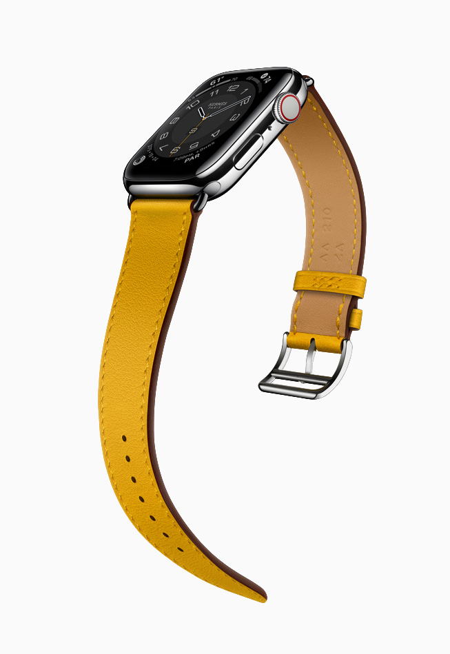 Apple Watch Hermès con correa amarilla.