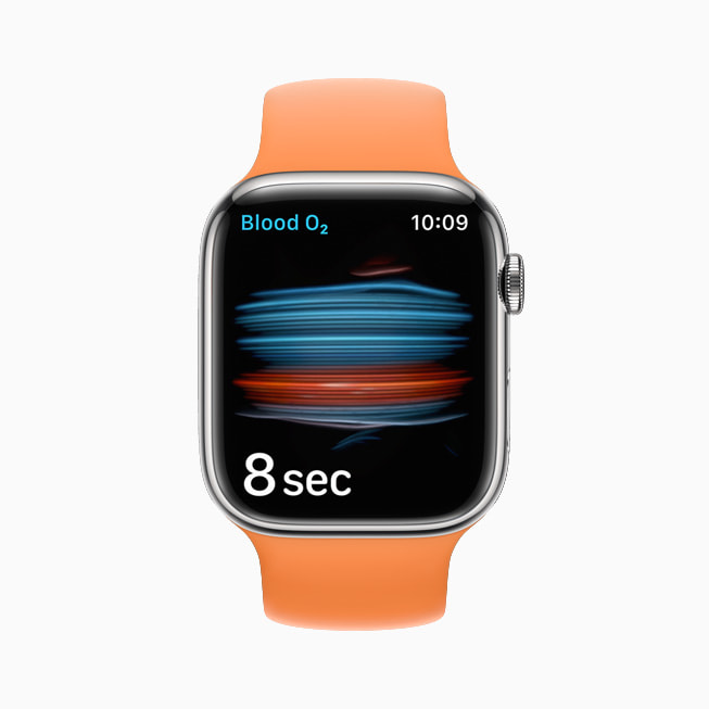 Apple Watch Series 7’deki Kanda Oksijen sens?rü ve uygulamas? g?steriliyor.
