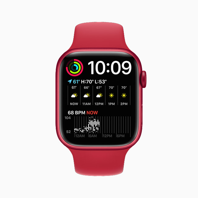 Apple Watch Series 7 yeni Modular Duo kadran?yla g?steriliyor.