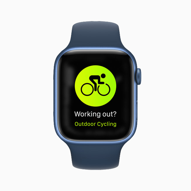 The Workout app’s Pilates workout type is shown on Apple Watch Series 7 in watchOS 8.