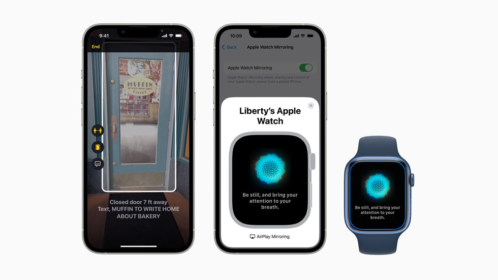 iPhone ve Apple Watch ekranlar?nda yeni eri?ilebilirlik ?zellikleri g?steriliyor.