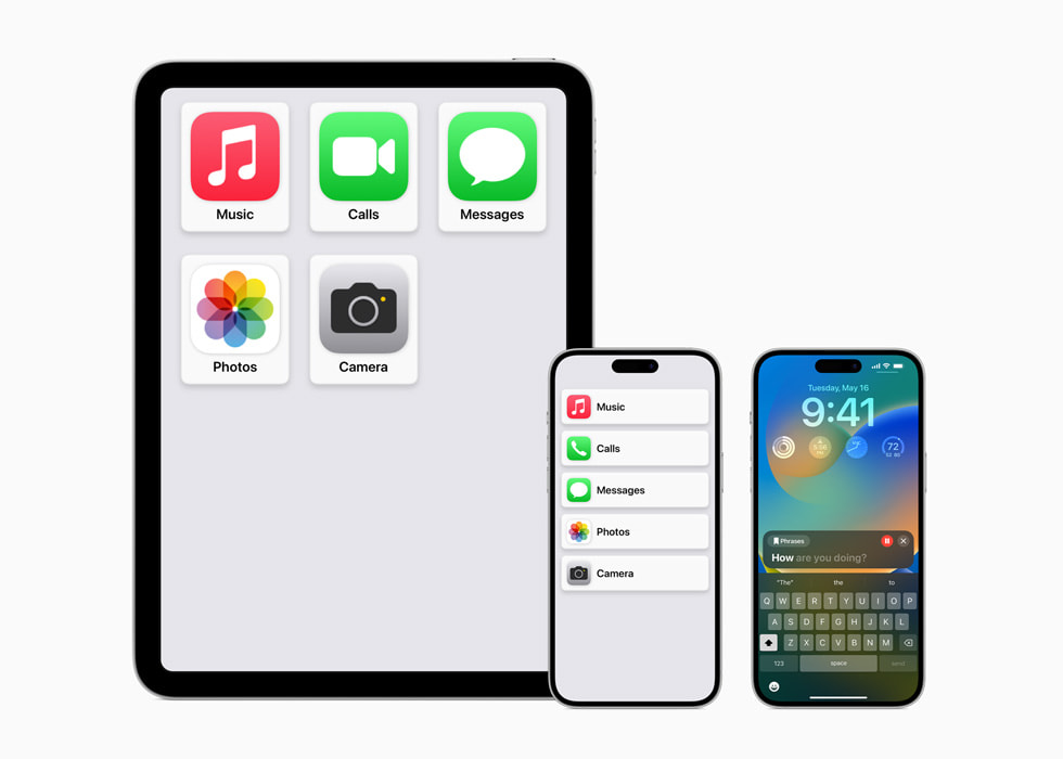 ????? ???? Assistive?Access ???????? ??? iPad ?iPhone ????? ????? Live Speech ????? ??? iPhone.