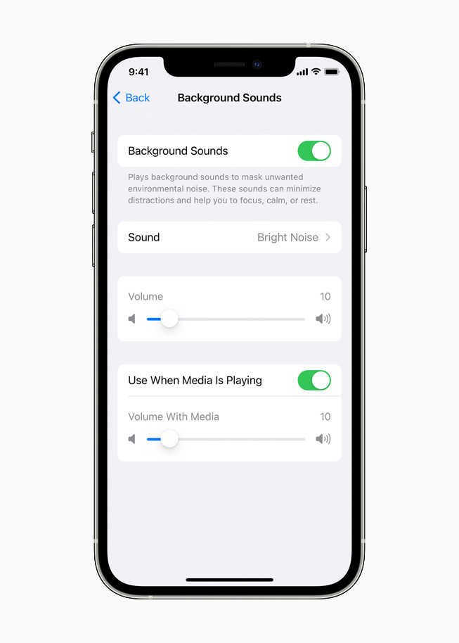 iPhone 12 Pro’da arka plan sesleri ?zelli?i g?steriliyor.