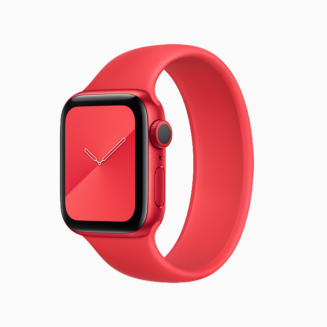 Apple Watch Series 6 (PRODUCT)RED ve uyumlu (PRODUCT)RED ?rgü Solo Loop kay??.