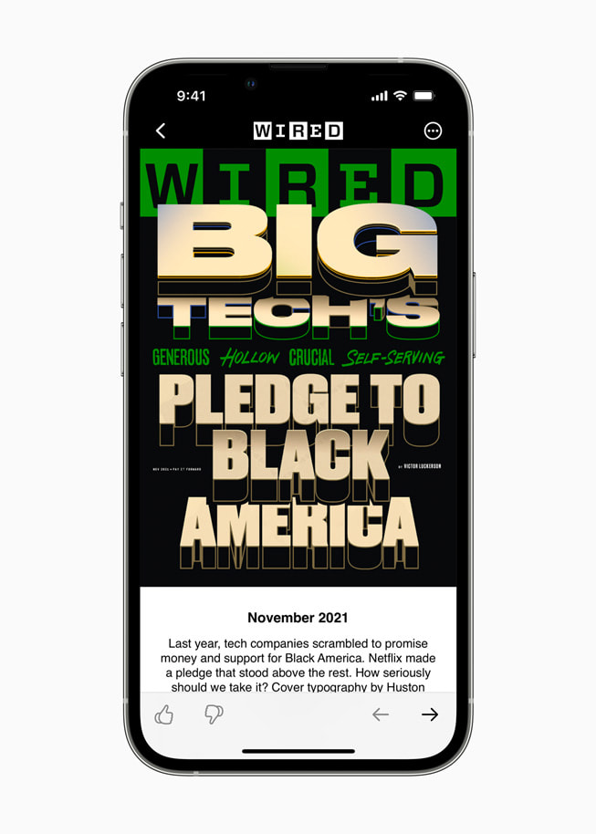 Wired in Apple News displayed on iPhone 13 Pro.