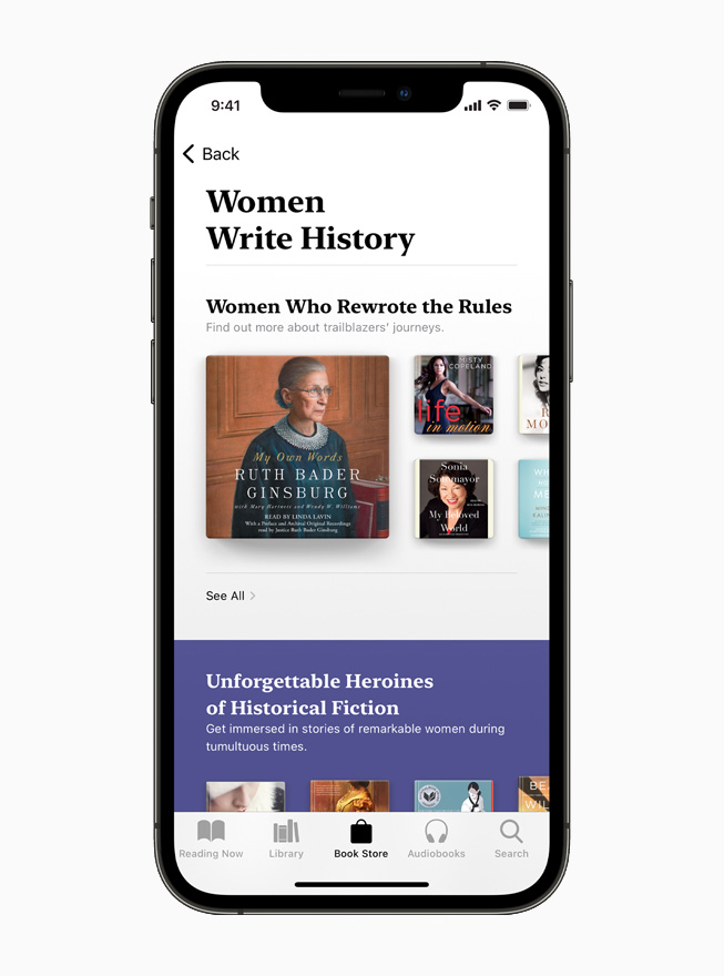 ?????? ????? ??????? ????????? ”Women Write History“ ??? Apple Books ?????? ??? iPhone 12.