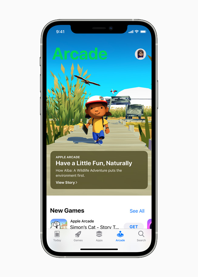 iPhone 12 Pro ekran?nda Apple Arcade’de “Alba: A Wildlife Adventure” g?steriliyor.