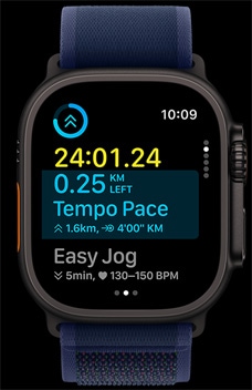 Trening w?asny pokazuj?cy liczb? mil do pokonania oraz czas biegu.