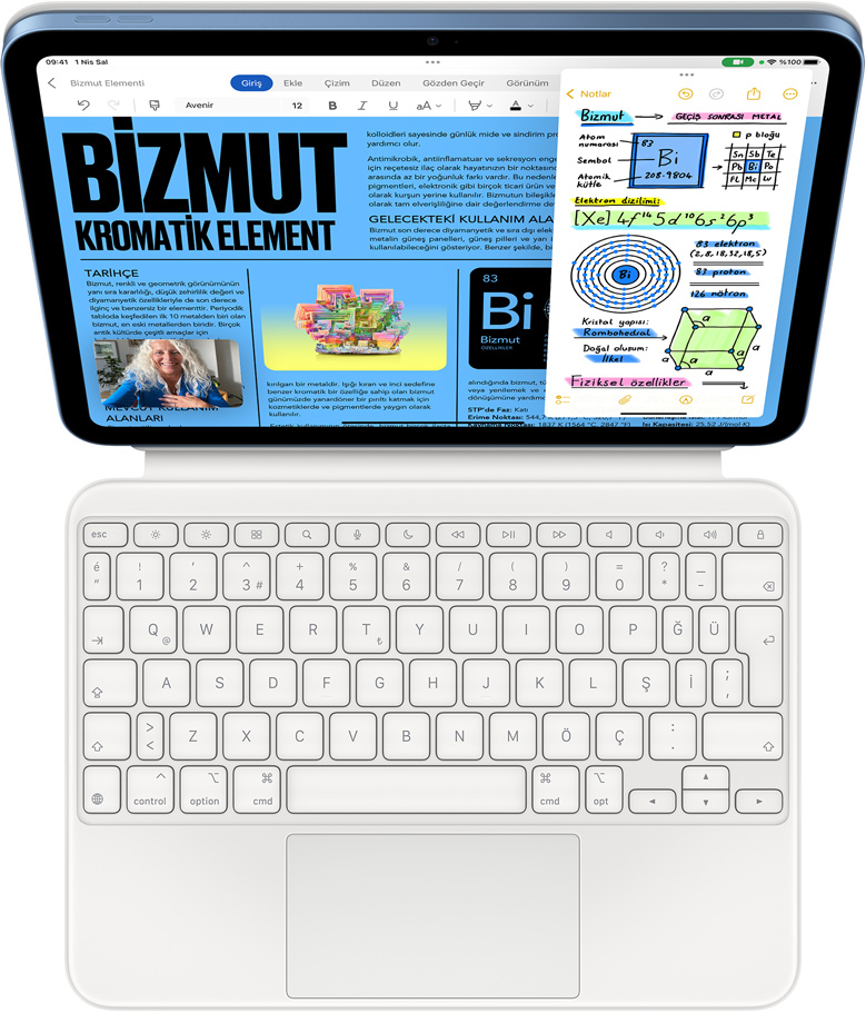 iPad’de Microsoft Word, Notlar ve FaceTime kü?ük resmi ile Slide Over ?zelli?i.