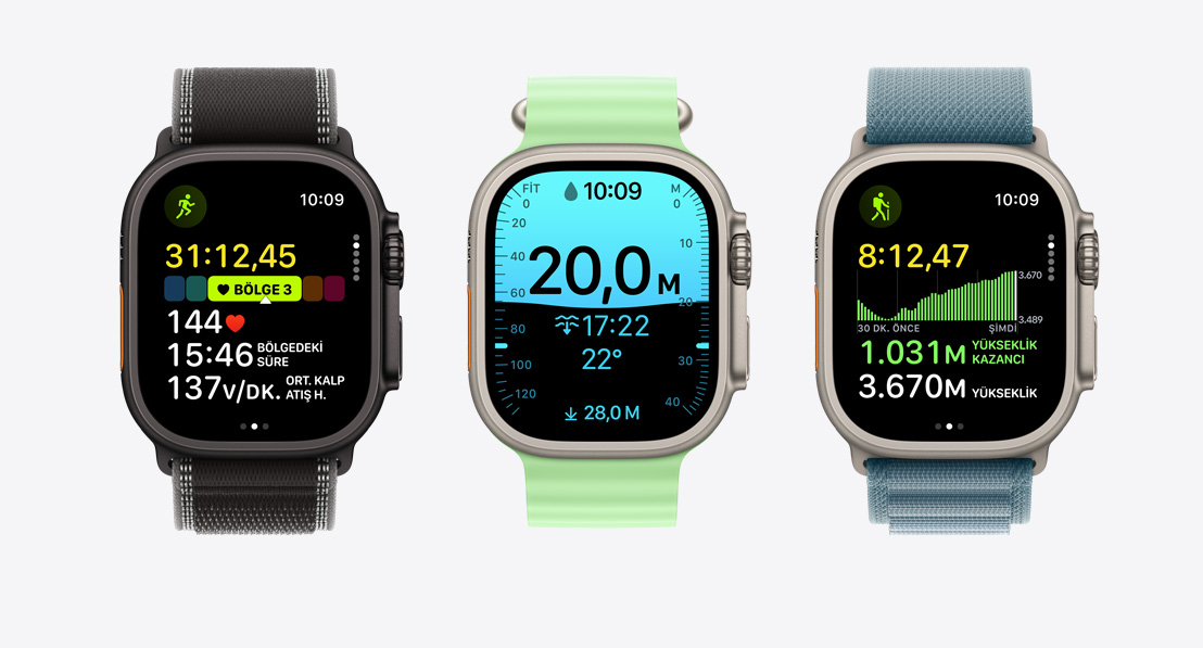 Apple Watch Ultra 3, Antrenman uygulamas? ekranlar?: ko?u, tüplü dal??, bisiklet