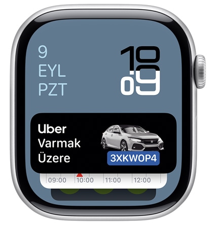 Uber uygulamas? ara? tak?m?n? g?steren bir Apple Watch ekran?