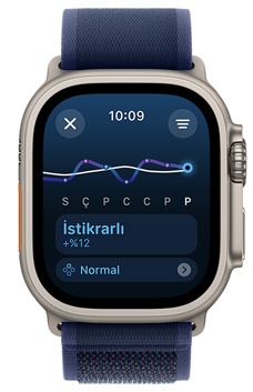 Apple Watch Ultra ekran?, bir haftal?k Alt?nda antrenman yükü e?ilimini g?steriyor