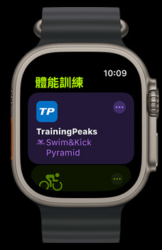 Apple Watch Ultra 2 顯示 TrainingPeaks app 的畫面。