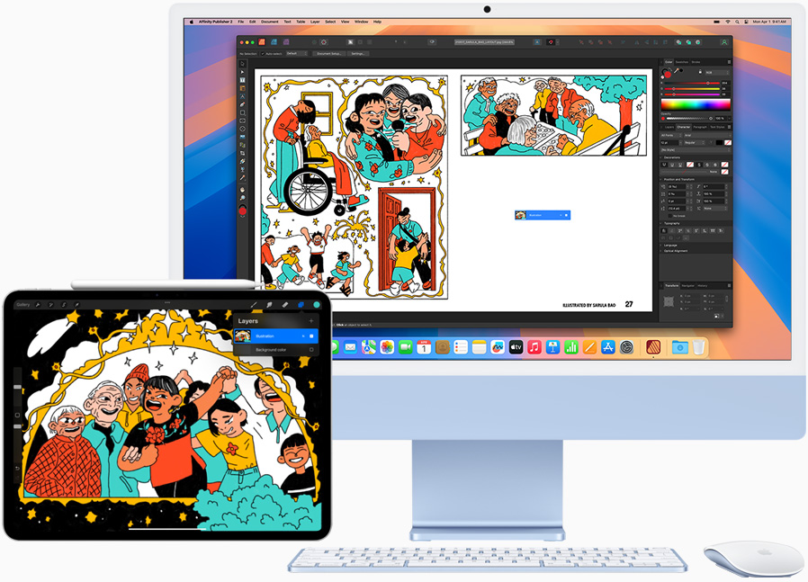 iPad поруч ?з iMac демонструють продовження еск?зу з одного екрану на ?нший