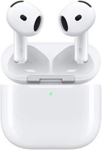 ?ppet laddningsetui till AirPods 4 med AirPods sv?vande ovanf?r.