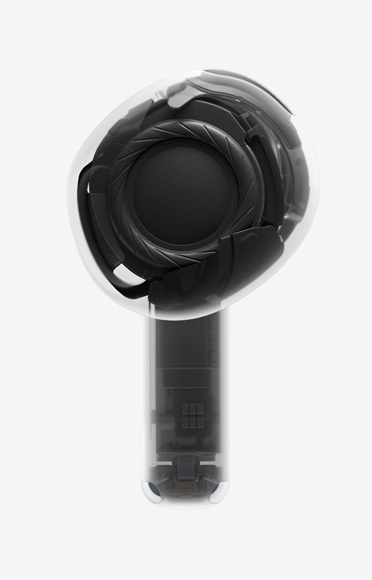 En AirPods 4-?ronsn?cka d?r H2-chippet visas i skaftet.