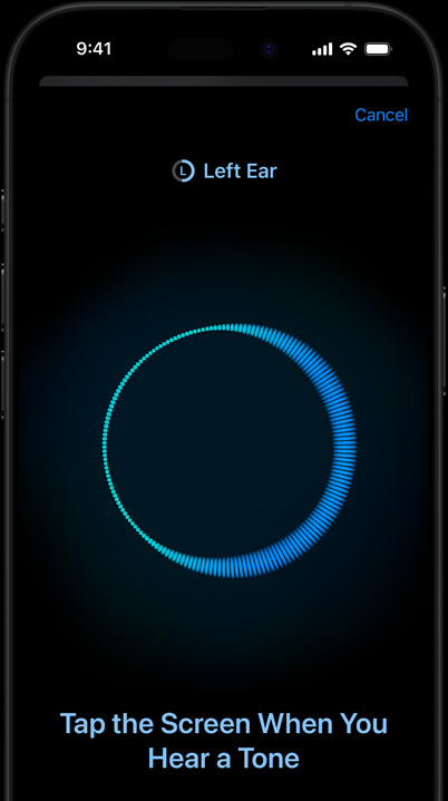 iPhone zeigt einen laufenden H?rtest